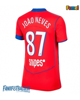 Paris Saint-Germain Joao Neves #87 Tricou Fotbal Replică 2025-26 Femei Treilea